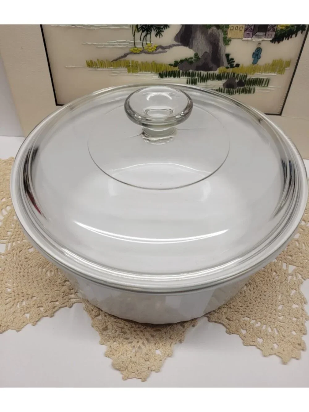 Corningware French White F-1-B Round Casserole w/ Pyrex Lid G-1-C